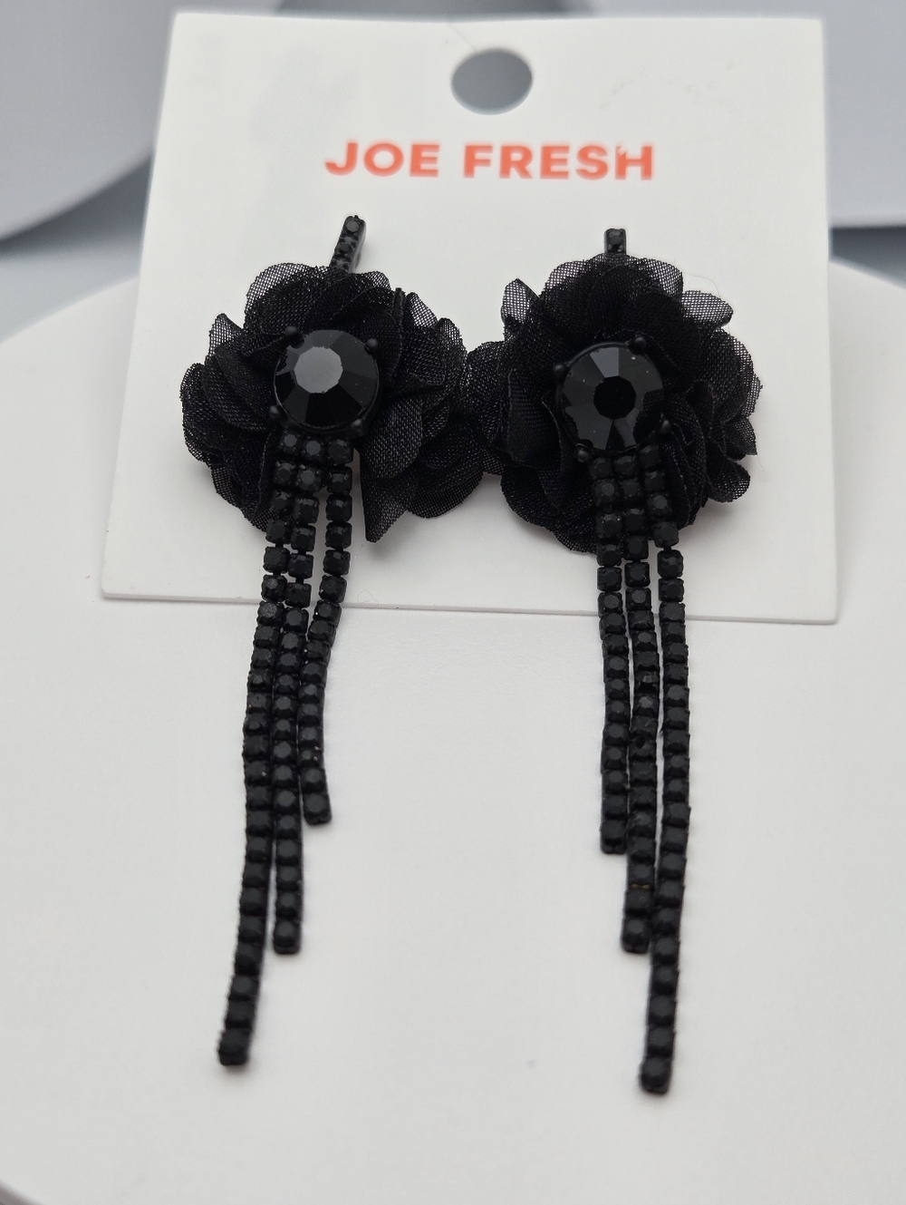✨2/$10✨ Floral Dangle Earrings + Sparkly Bar Studs Bundle Crystal Tassel 3" - Picture 10 of 12